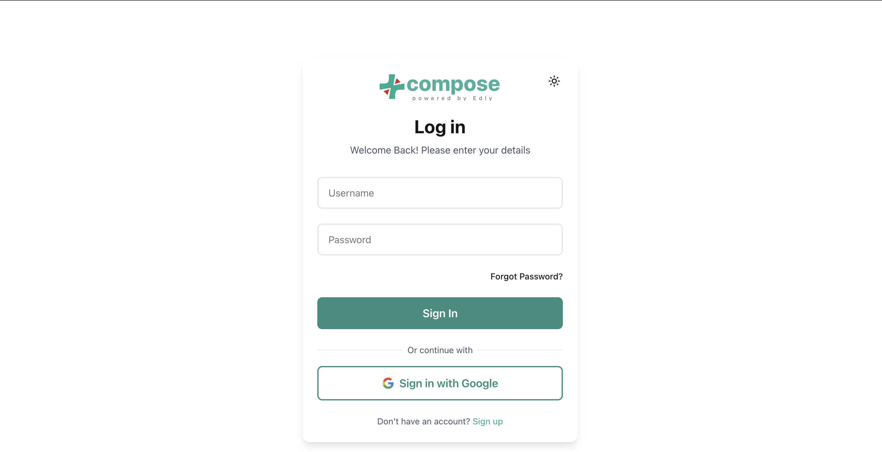 The sign-in page