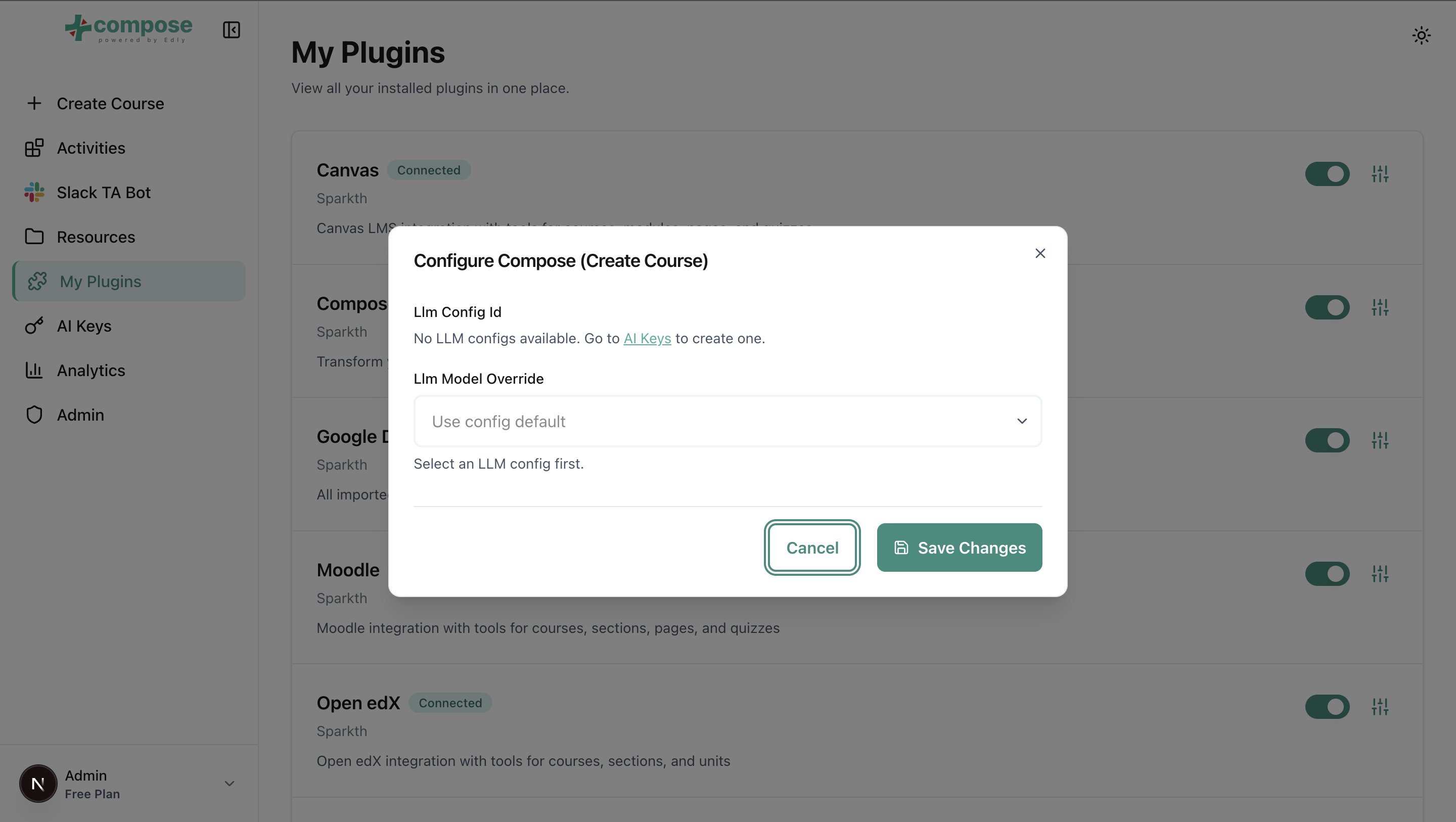 Configuring a plugin